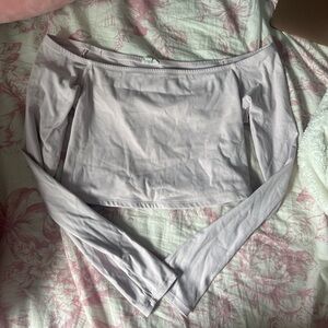GARAGE Off-Shoulder Long Sleeve Top in Light Gray